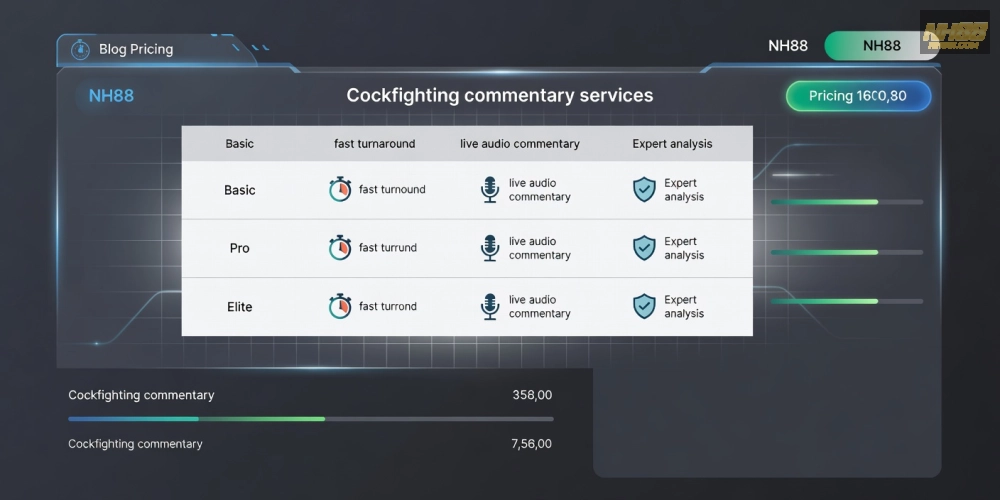 Bảng giá chi tiết các gói dịch vụ đá gà bình luận viên nh88 cập nhật 2025
