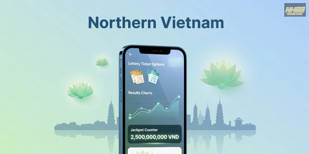 Minh họa giao diện xổ số miền Bắc trên nền tảng NH88 với các lựa chọn vé số đa dạng
