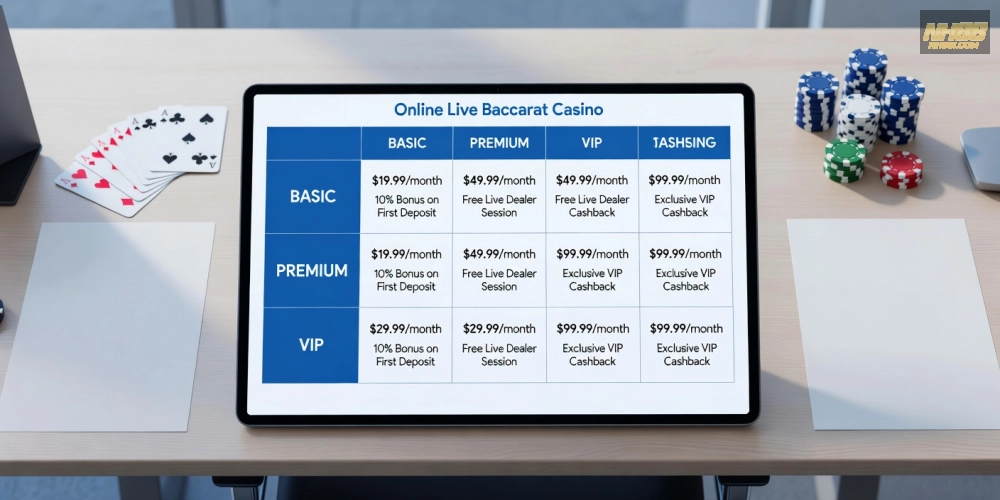 Bảng giá các gói chơi baccarat live casino nh88 cập nhật 2025 với ưu đãi hấp dẫn