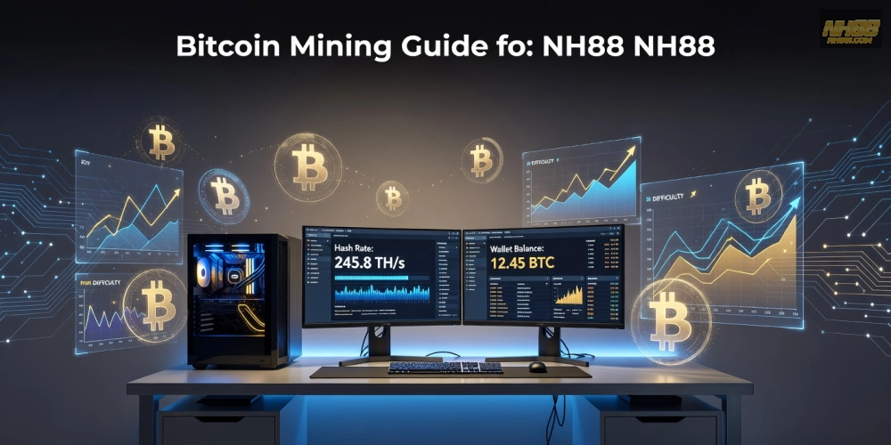 Minh họa quy trình đào bitcoin trên nền tảng nh88 với giao diện thân thiện