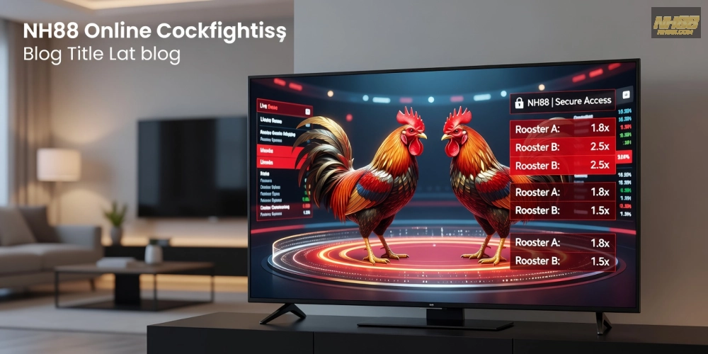 Minh họa khái niệm đá gà trực tuyến nh88 với giao diện cá cược hiện đại và an toàn