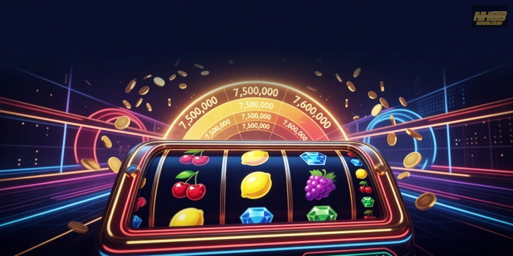 Minh họa giao diện quay nổ hũ nh88 với các biểu tượng jackpot hấp dẫn