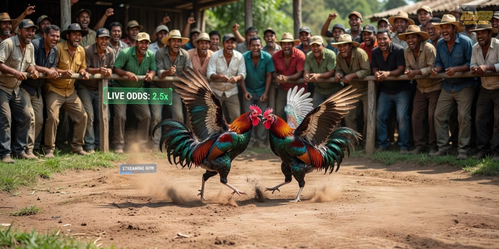 Hình ảnh trường gà Thomo sôi động trong dịch vụ trực tiếp đá gà